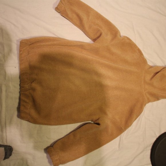 khaki brown teddy zip up hoodie - Picture 4 of 5